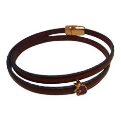 Passant tête de licorne couleur or émaillée violet