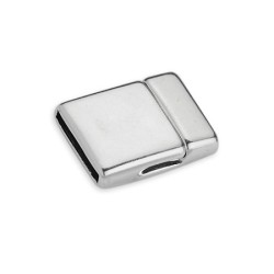 Fermoir magnétique lisse placage argent pour cuir plat de 15mm