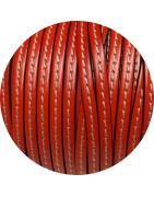 Cuir plat couture de 5mm orange soutenu en vente au cm