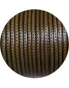 Cuir plat de 5mm kaki foncé couture au ton en vente au cm