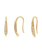 Boucle d'oreille design avec strass et une accroche en métal couleur or
