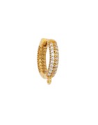 Boucle d'oreille ronde avec double rangée de strass  et une accroche couleur or
