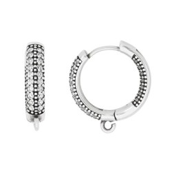 Boucle d'oreille ronde avec double rangée de strass  et une accroche placage argent