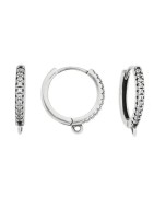 Boucle d'oreille ronde avec une rangée de strass  et une accroche placage argent