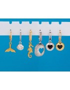 Boucle d'oreille ronde avec 3 accroches en métal placage argent