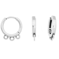Boucle d'oreille ronde avec 3 accroches en métal placage argent