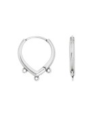 Boucle d'oreille en forme de goutte avec 3 accroches en métal placage argent
