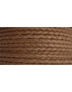 Cordon de cuir rond tresse 3mm taupe-vente au cm