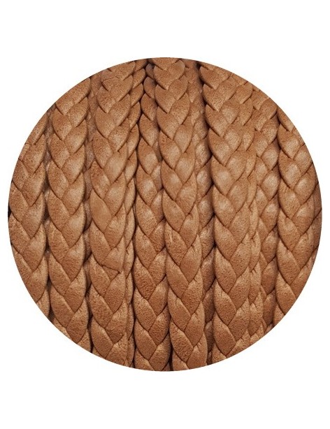 Cuir plat tressé de 7mm camel en vente au cm