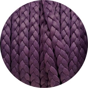 Cuir plat tressé de 7mm lilas en vente au cm