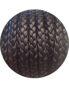 Cuir plat tressé de 7mm noir en vente au cm