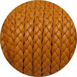 Cuir plat tressé de 7mm jaune moutarde vendu au mètre