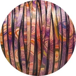 Cuir plat 3mm fantaisie imprimé graffiti violet en vente au cm