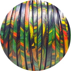 Cuir plat 3mm fantaisie imprimé graffiti vert en vente au cm
