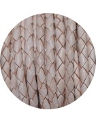 Cordon de cuir rond tresse 3mm blanc cassé-vente au cm