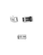 Passant rectangle gravé en zamak placage argent pour cuir plat de 3mm