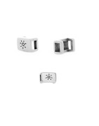 Passant rectangle gravé soleil en zamak placage argent pour cuir plat de 3mm