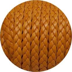 Cordon de cuir plat tresse 5mm jaune moutarde en vente au cm