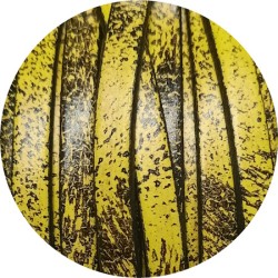 Cuir plat 5mm imprimé jaune fluo motifs noirs en vente au cm