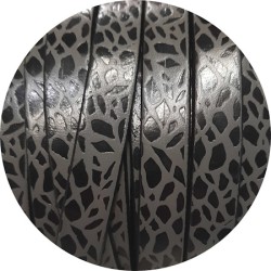 Cuir plat 10mm fantaisie imprimé motifs noirs et gris en vente au cm