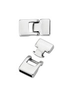 Fermoir crochet lisse à emboitement pour cuir plat de 10mm