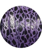 Cuir plat 5mm fantaisie relief noir sur fond violet en vente au cm