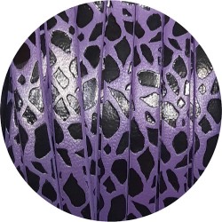 Cuir plat 5mm fantaisie relief noir sur fond violet en vente au cm