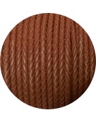 Cordon de cuir rond tresse 3mm marron version 2 en vente au cm