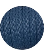 Cordon de cuir plat tresse 10mm bleu gris en vente au cm