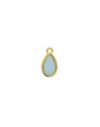 Pendentif goutte de 15mm en métal couleur or émaillé transparent ciel