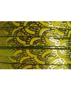 Cuir plat de 5mm avec relief dentelle pistache métal sur fond jaune vif