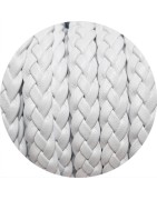 Cordon de cuir plat tresse 10mm blanc en vente au cm