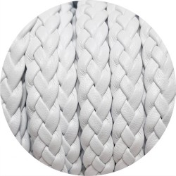 Cordon de cuir plat tresse 10mm blanc en vente au cm