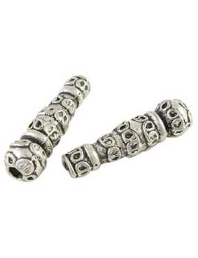 Sachet de 10 Perles tube metal couleur argent tibetain sans plomb-22x7mm