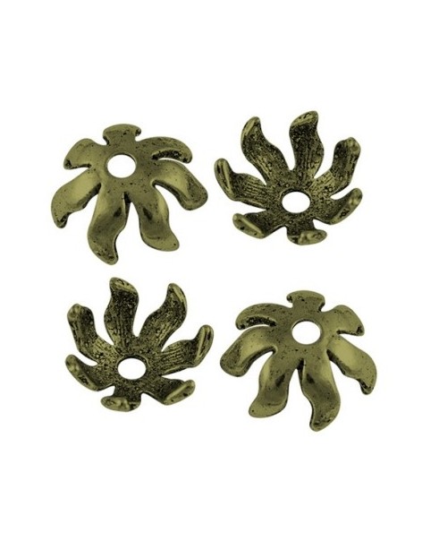 Sachet de 10 coupelles en forme de fleur bombee couleur bronze-15mm