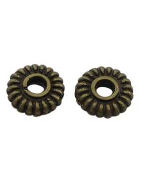 Lot de 50 petites perles intercalaires stries bronze-5mm
