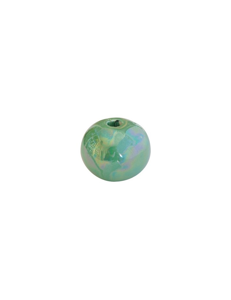Grosse perle ronde en ceramique de couleur verte-26mm