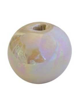 Grosse perle ronde en ceramique de couleur creme-26mm