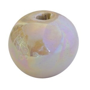 Grosse perle ronde en ceramique de couleur creme-26mm