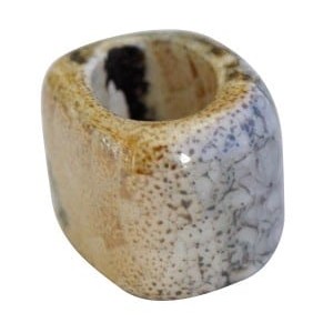 Perle tube en ceramique a gros trou 2 couleurs-17mm