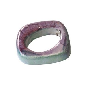 Perle intercalaire ceramique bleu vert et violet-18mm