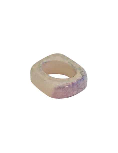 Perle intercalaire rectangle ceramique violet terre vert-18mm