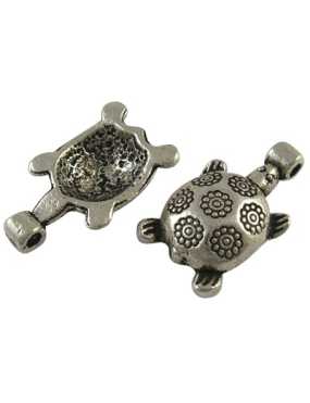 Pampille tortue en metal couleur argent tibetain-19.5mm