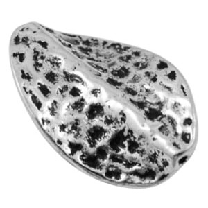 Perle plate vrillee en metal couleur argent vieilli sans plomb et sans nickel-21mm