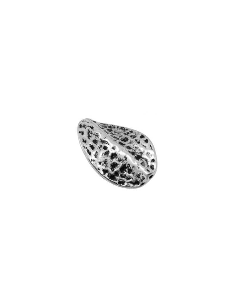 Perle plate vrillee en metal couleur argent vieilli sans plomb et sans nickel-21mm