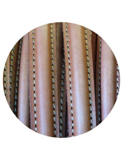 Cordon de cuir demi rond creux beige-vente au cm