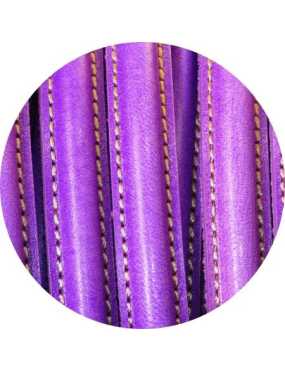 Cordon de cuir demi rond creux violet clair-vente au cm