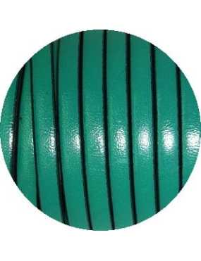 Cordon de cuir plat 5mm couleur vert cedre-vente au cm