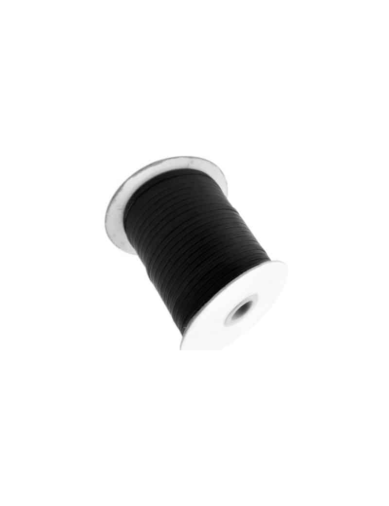 Cordon polyester plat noir de 4mm-1 metre