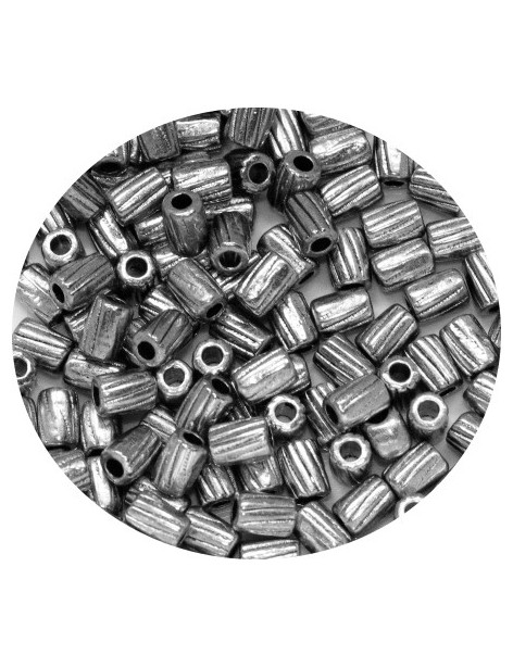 Poche de 100 petits tubes en metal couleur argent tibetain-4mm